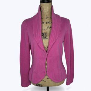 Pursuits Ltd Pink Lambswool Angora Cardigan Sz M Feminine Cozy Layer Soft Girl